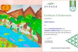 Daksh from Nursery Daffodil won the second position at the Drawing competition on World Environment Day